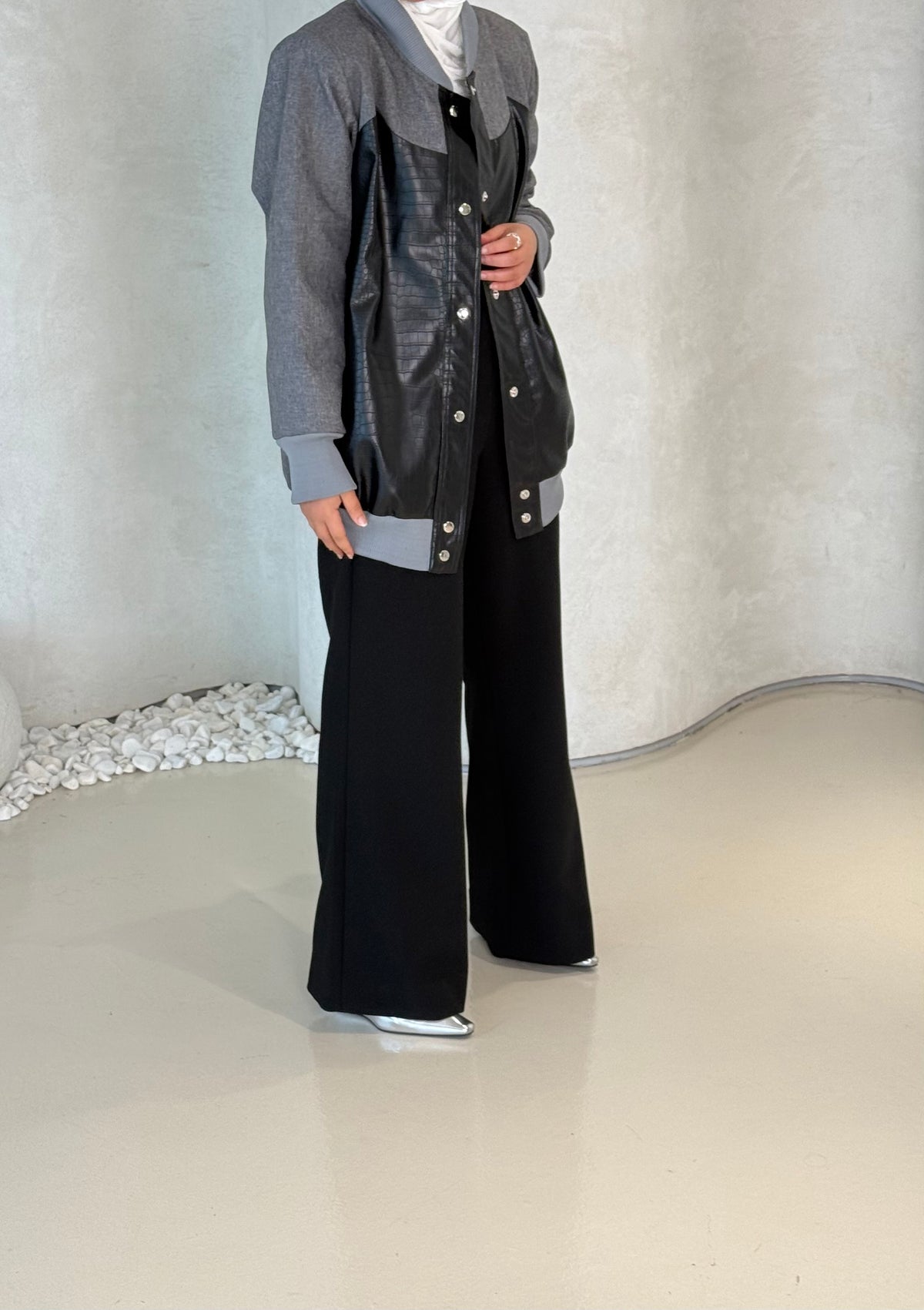 leathery black jacket