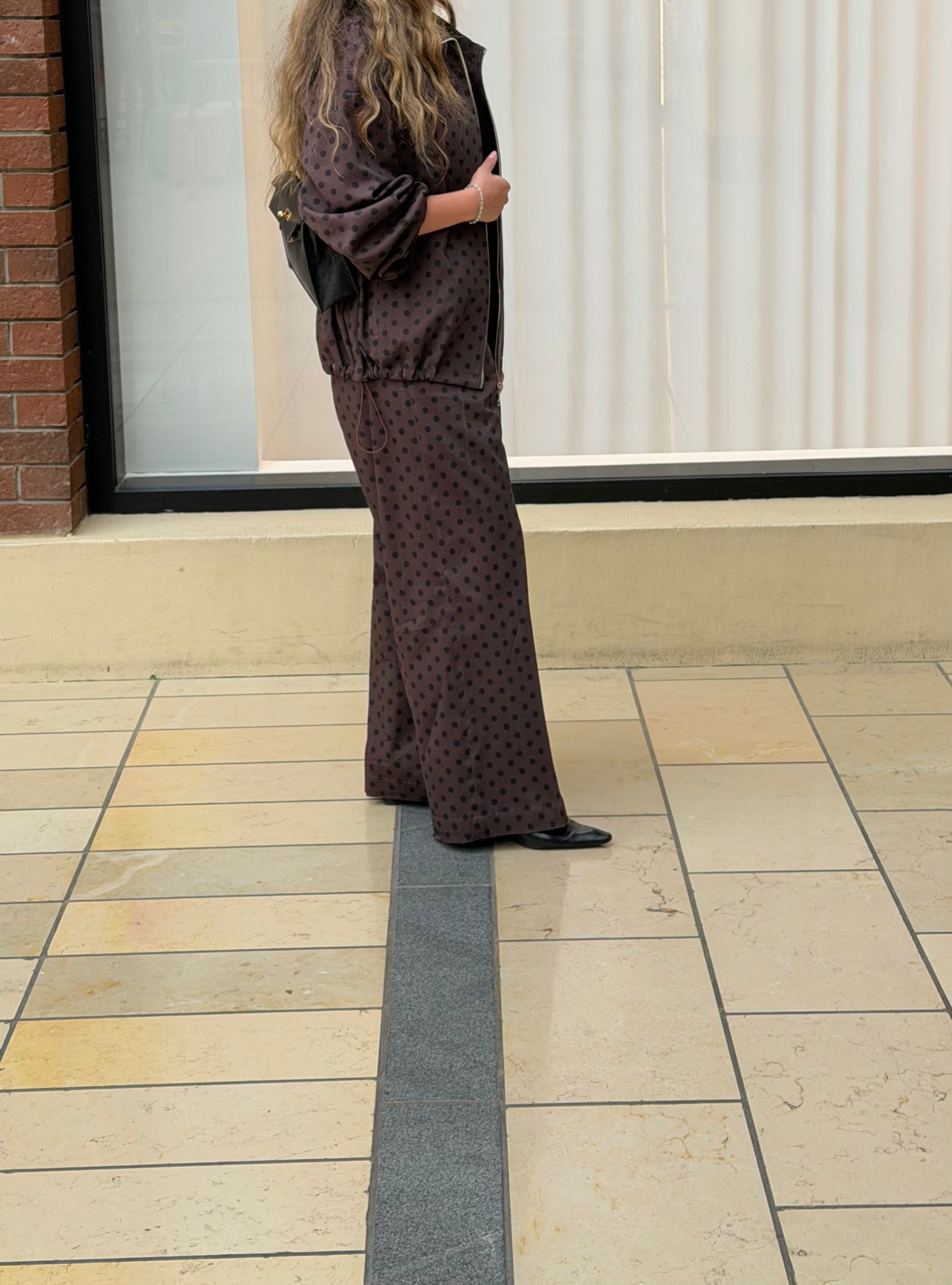 Brown polka bomber