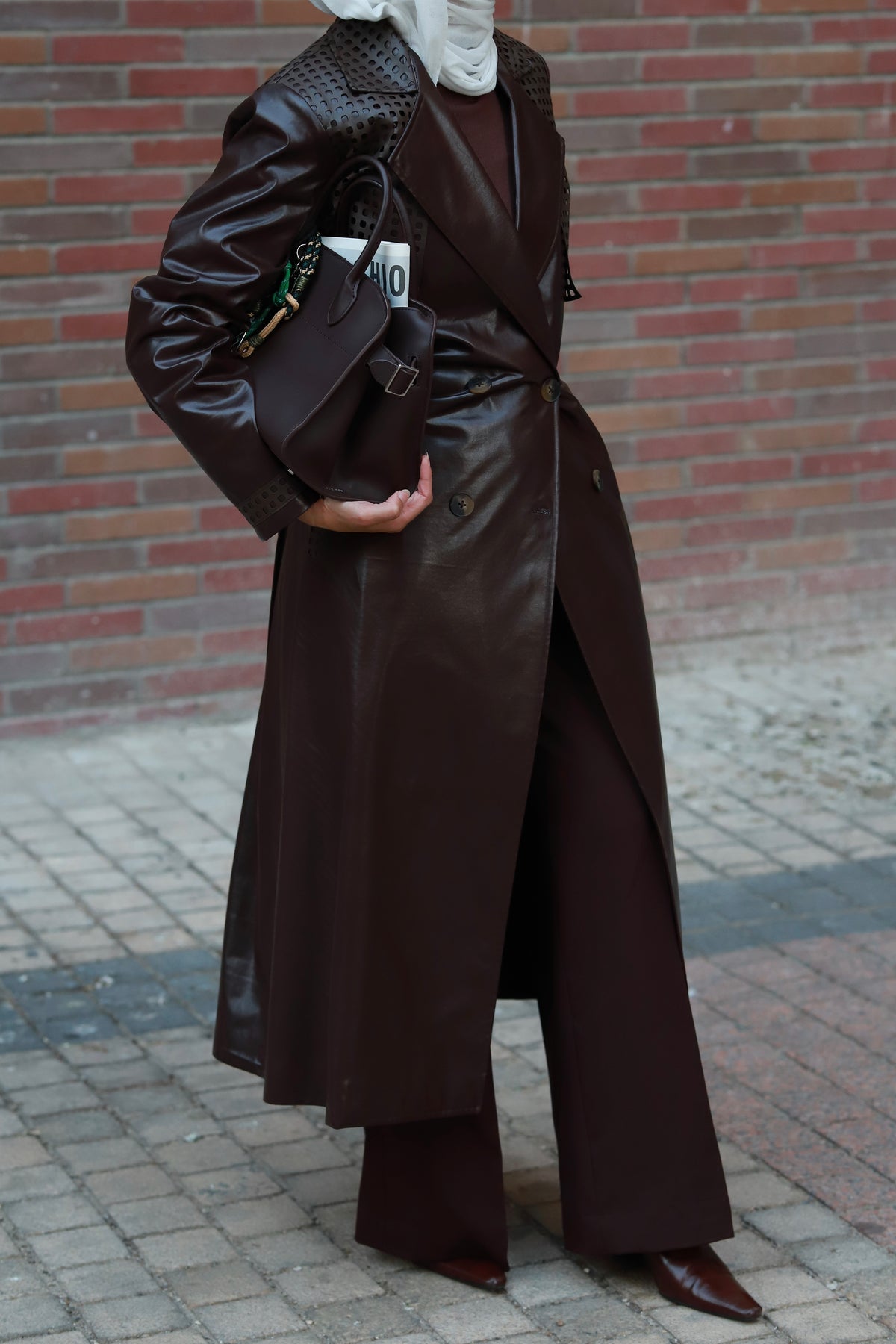 double trench leather