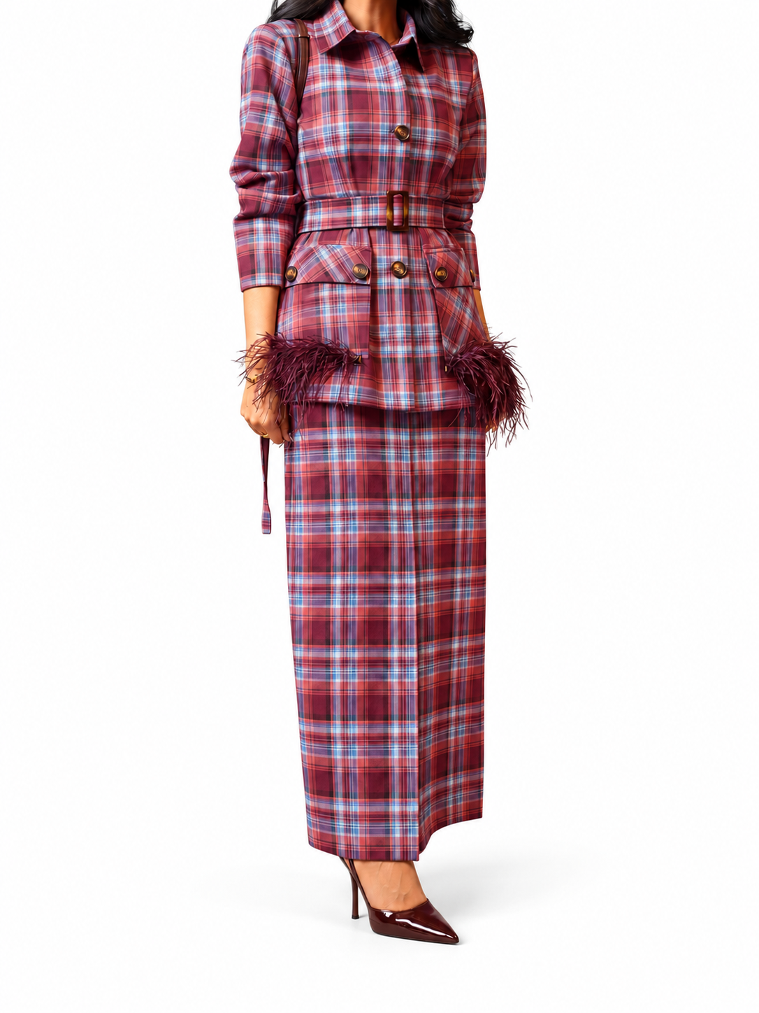 Plaid Affair Set – white-main