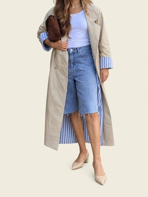 Seasonal Trench open front on beige background