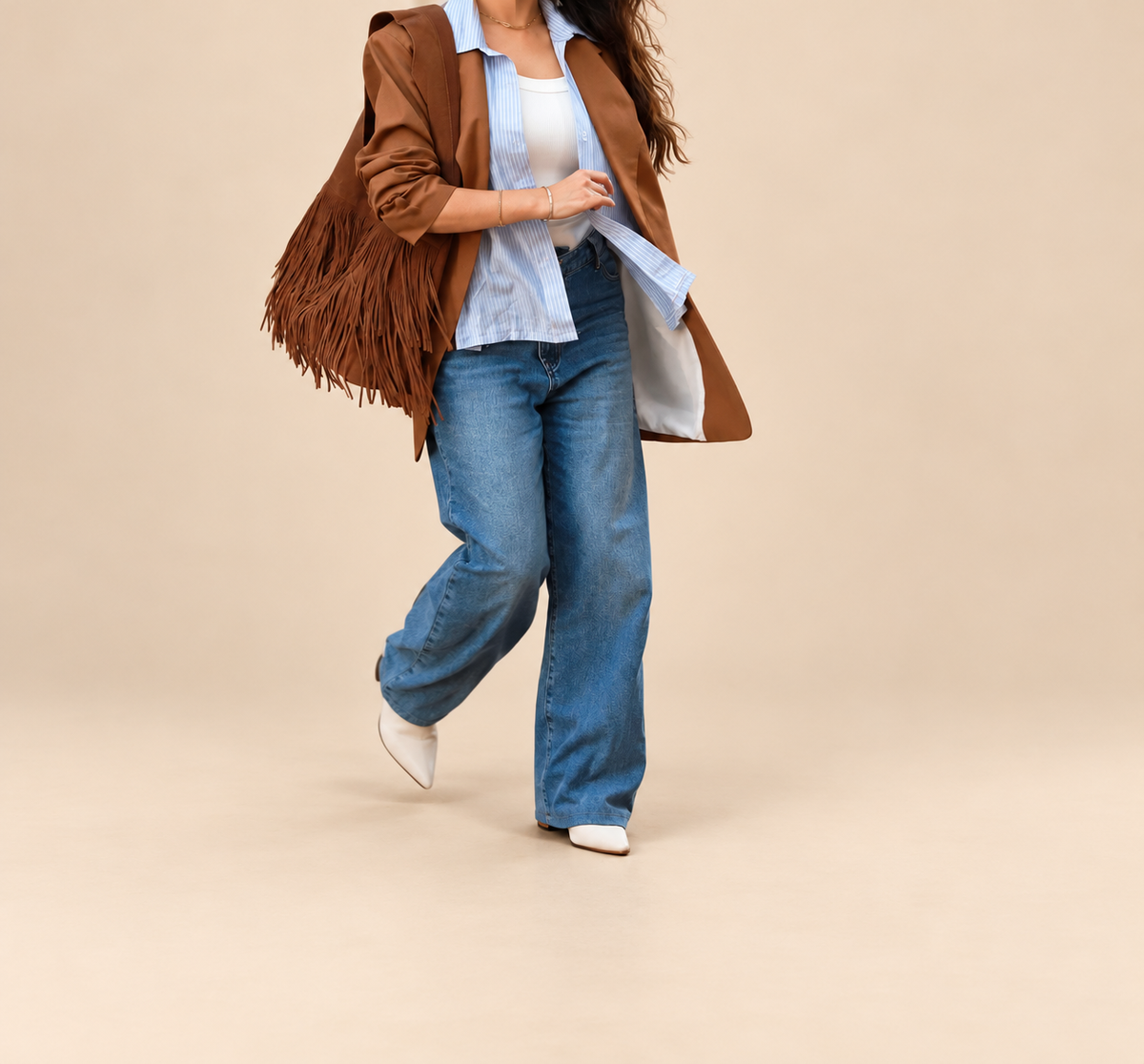 suede blazer – beige background